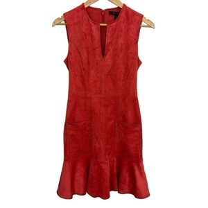 BCBGMaxAzria Faux Suede Gilli Dress Womens 0 XXS Burnt Red Sleeveless NWOT